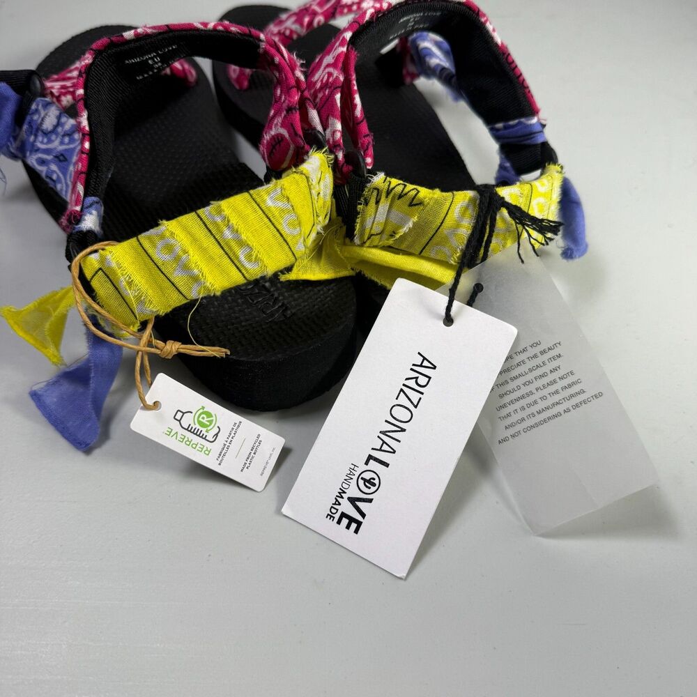 Arizona Love Trekky Bandana Sandals US 8 Multicolor Strappy Boho Eco Friendly - Picture 4 of 7
